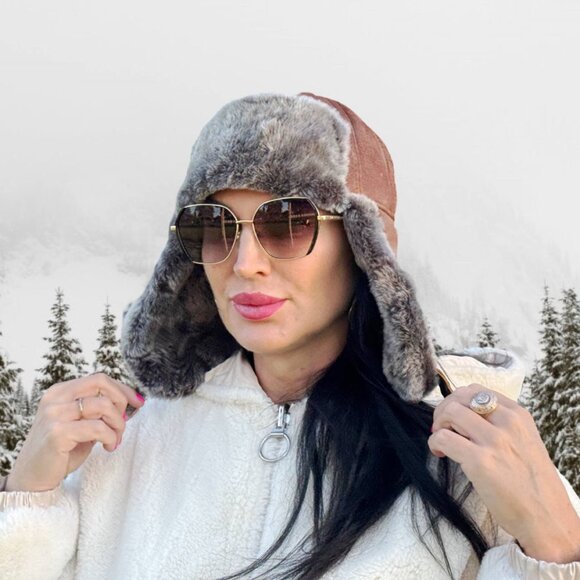 Shearling Sheepskin Leather Trapper Hat | Aviator Hat | Russian Ushanka - Picture 7 of 8